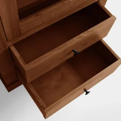 Witryna niska z litego drewna z szufladami STELLA dąb koniakowy