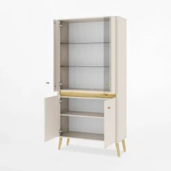 Witryna szeroka z oświetleniem LORENA 193 cm kaszmir