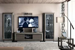 Witryna wąska z oświetleniem ELITE DAY srebrna brzoza