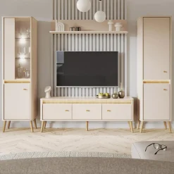 Witryna wąska z oświetleniem LORENA 52,1 cm kaszmir