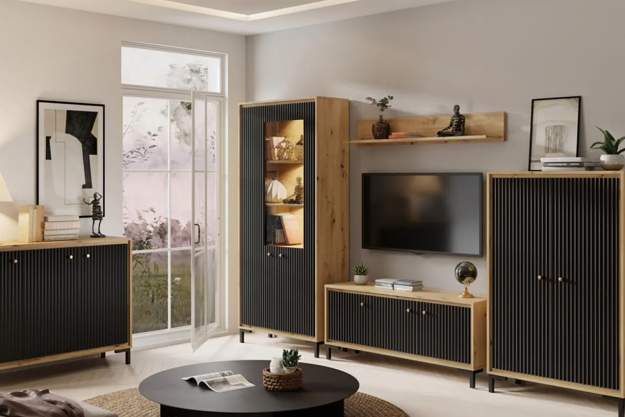 Witryna z oświetleniem PARII czarna