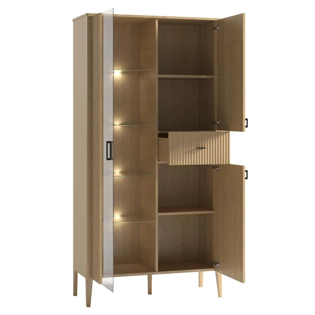 Witryna z ryflowaniem i oświetleniem LED NAVARRA