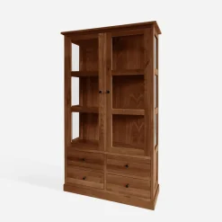 Witryna z szufladami z litego drewna STELLA dąb koniakowy