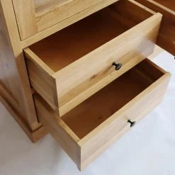 Witryna z szufladami z litego drewna STELLA dąb naturalny