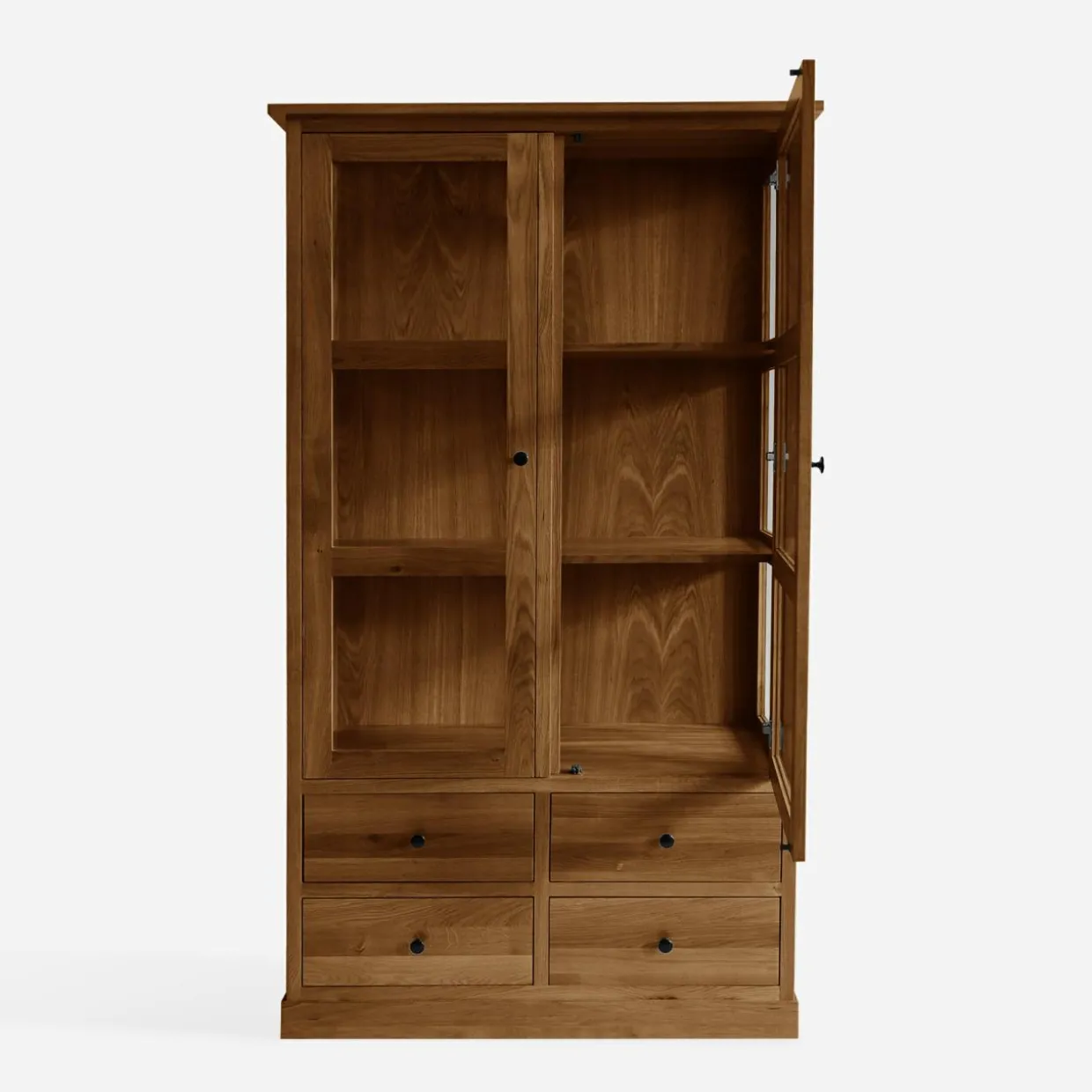 Witryna z szufladami z litego drewna STELLA dąb rustykalny