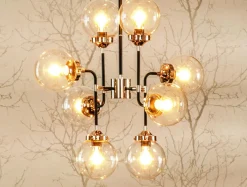 Żyrandol czarno-srebrny RIANO 76 cm klosz transparentny