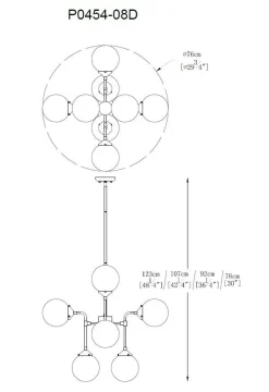 Żyrandol czarno-srebrny RIANO 76 cm klosz transparentny