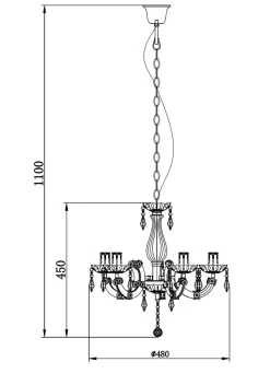 Żyrandol retro czarny MAGNOLIA