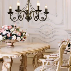 Żyrandol świecznikowy retro czarno-złoty DONATO