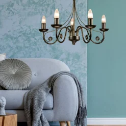 Żyrandol świecznikowy retro czarno-złoty DONATO