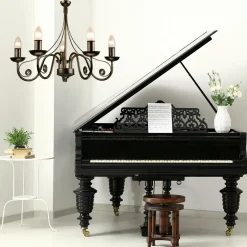 Żyrandol świecznikowy retro czarno-złoty DONATO