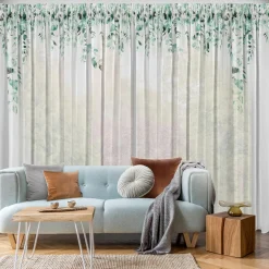 Zasłona do salonu biało-zielona BETSY 350x250 cm