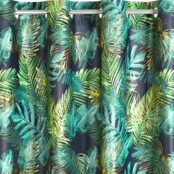 Zasłona do salonu welurowa w liście, czarno-zielona DAVOS 140x250 cm