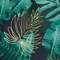 Zasłona do salonu welurowa w liście, czarno-zielona DAVOS 140x250 cm