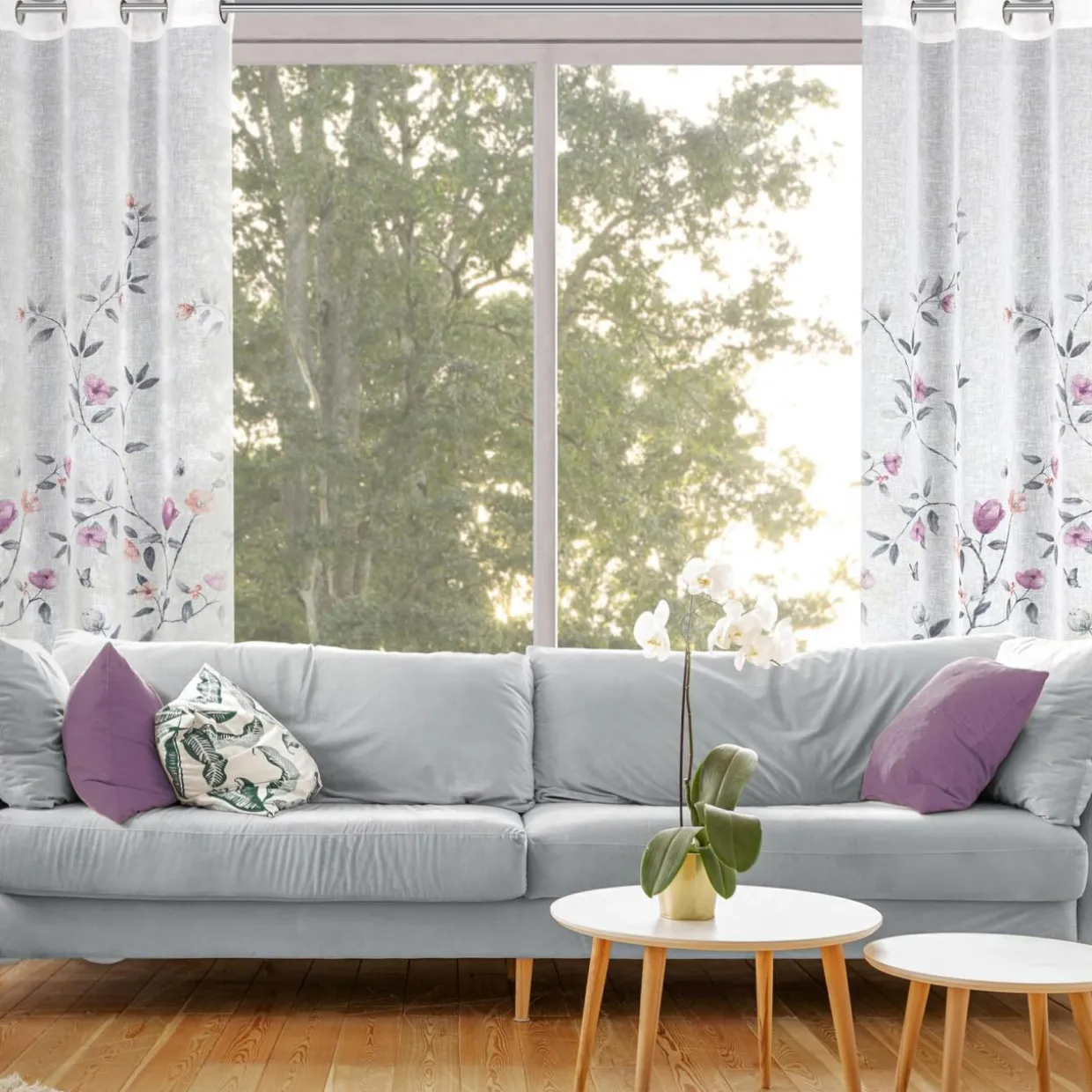 Zasłona na przelotkach biało-różowa ANTEA 140x250 cm