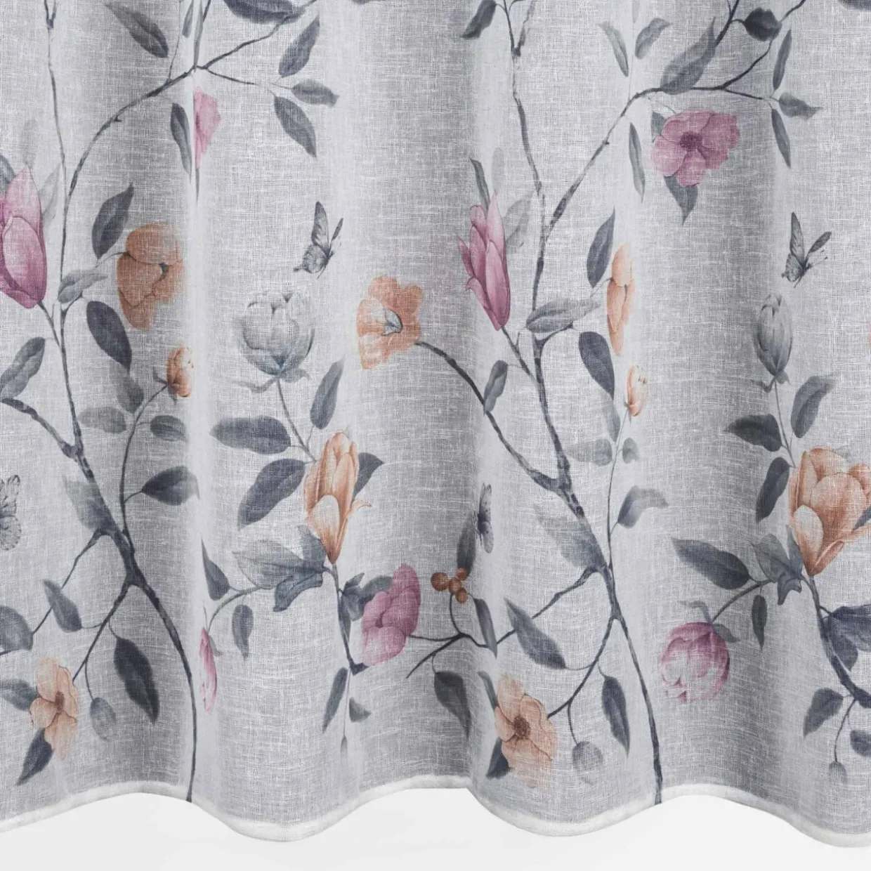 Zasłona na przelotkach biało-różowa ANTEA 140x250 cm