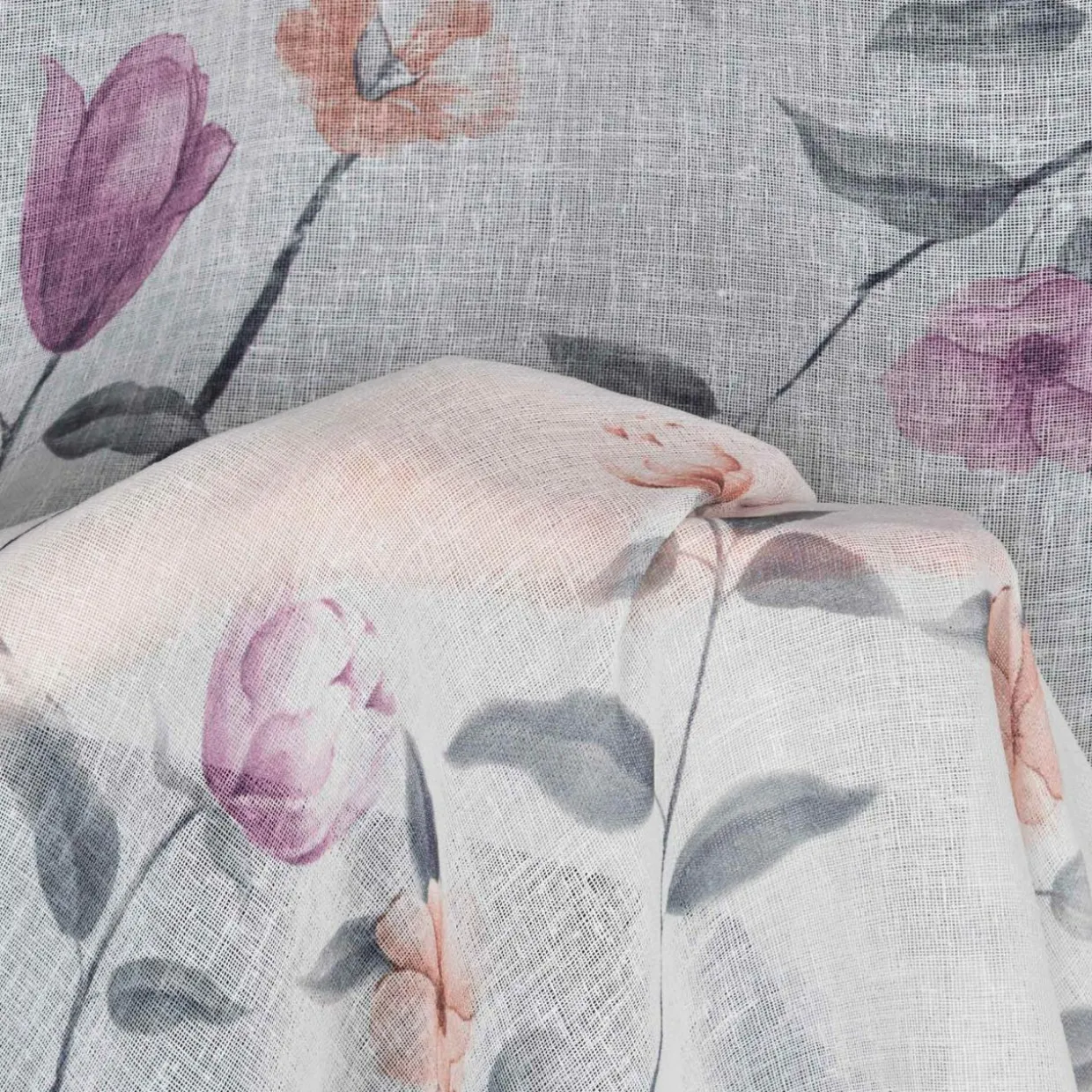 Zasłona na przelotkach biało-różowa ANTEA 140x250 cm