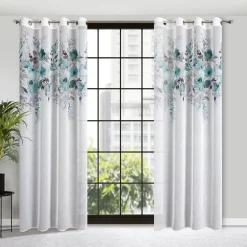 Zasłona na przelotkach biało-turkusowa GRETA 140x250 cm