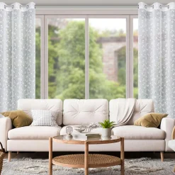 Zasłona na przelotkach biało-srebrna FELINA 140x250 cm