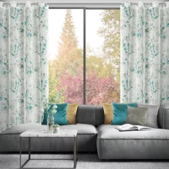 Zasłona na przelotkach biało-turkusowa AVA 140x250 cm