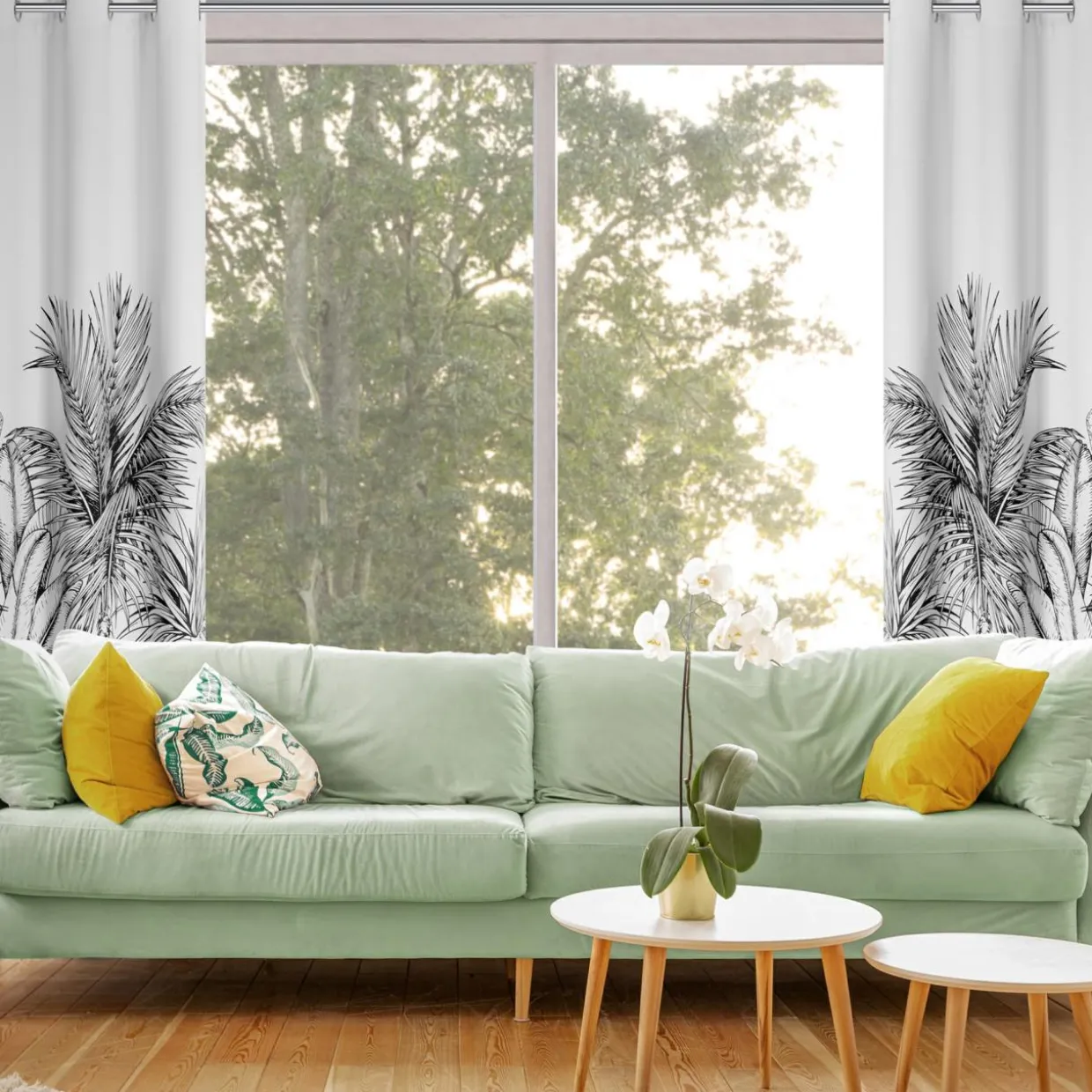 Zasłona na przelotkach czarno-biała NERINA 140x250 cm