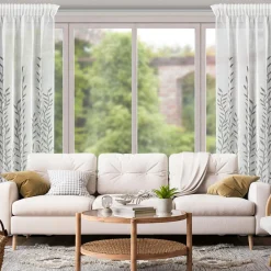 Zasłona na taśmie biało-stalowa GLORI 140x270 cm