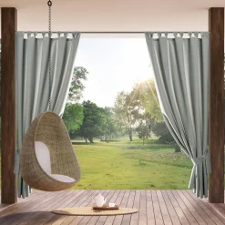 Zasłona na taras z szelkami na rzepy srebrna GARDEN 155x220 cm