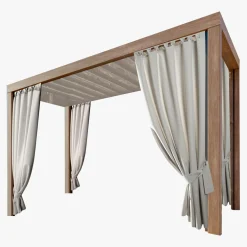 Zasłona na taras z szelkami na rzepy jasnobeżowa GARDEN 155x220 cm