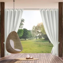 Zasłona na taras z szelkami na rzepy biała GARDEN 155x220 cm