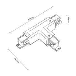 Złącze typu T 3-obwodowe do szynoprzewodu czarne TRACER