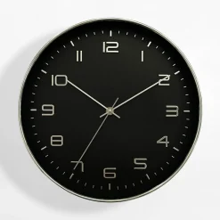 Zegar ścienny czarno-srebrny 30,5 cm