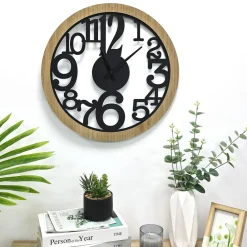 Zegar ścienny czarny NATURAL 50 cm