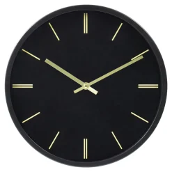 Zegar ścienny okrągły czarno-złoty 30 cm