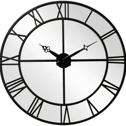 Zegar ścienny z lustrem czarny 46 cm