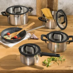 Zestaw 4 garnków ze stali nierdzewnej srebrny NERO