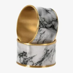 Zestaw 4 obrączek na serwetki jasny marmur 4 cm