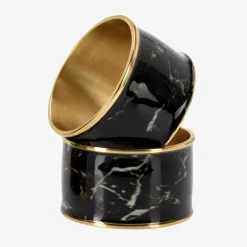 Zestaw 4 obrączek na serwetki czarny marmur 4 cm