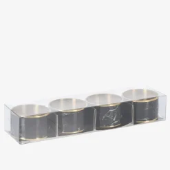 Zestaw 4 obrączek na serwetki czarny marmur 4 cm