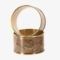 Zestaw 4 obrączek na serwetki brązowy marmur 4 cm