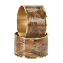 Zestaw 4 obrączek na serwetki brązowy marmur 4 cm