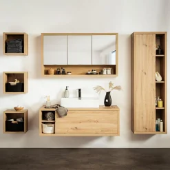 Zestaw 3 półek wiszących do łazienki dąb artisan LADAMA