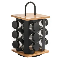 Zestaw 12 pojemników na przyprawy na obrotowym stojaku