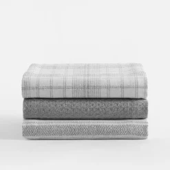 Zestaw 3 ręczników kuchennych szare 40x60 cm