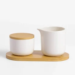 Zestaw cukiernica i mlecznik z porcelany