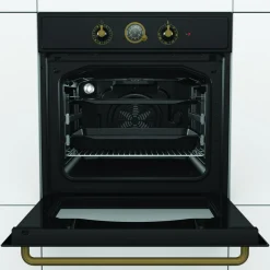 Zestaw GORENJE retro czarny CLASSICO – piekarnik, płyta gazowa, okap