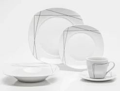 Zestaw obiadowo-kawowy z porcelany ETHEL, 30 el.