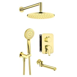 Zestaw prysznicowy podtynkowy z wylewką wannową BXYYZQAM złoty połysk ARNIKA