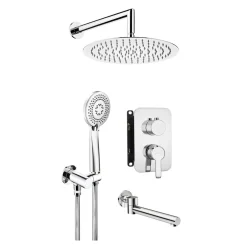 Zestaw prysznicowy podtynkowy z wylewką wannową chrom ARNIKA