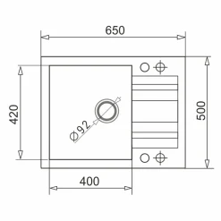 Zlewozmywak APOLLO 65x50 cm z baterią HERA + syfon black edition