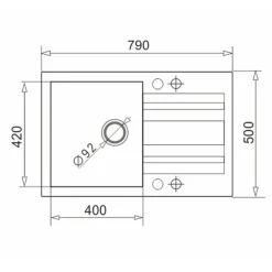 Zlewozmywak APOLLO 79x50 cm z baterią HERA + syfon + korek black edition